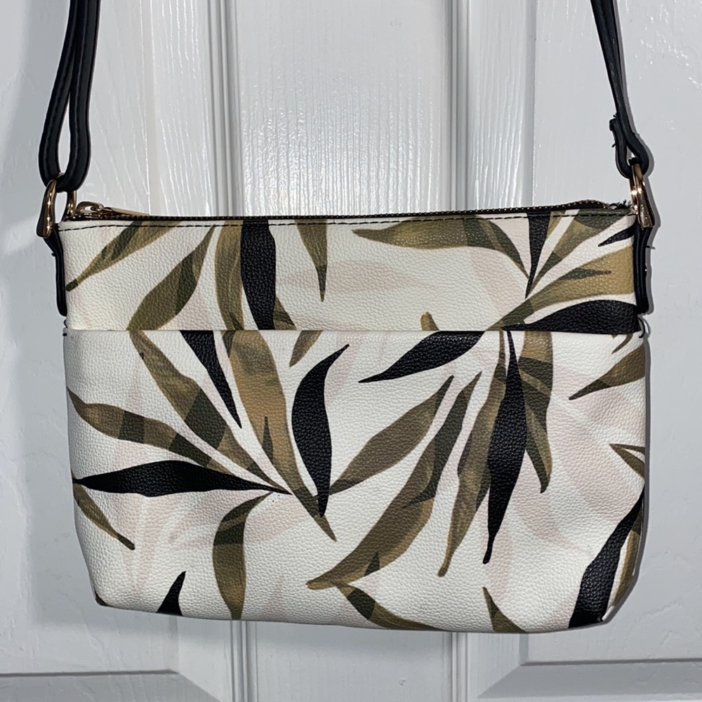 A New Day Tropical Bamboo Leaf Print Crossbody Bag